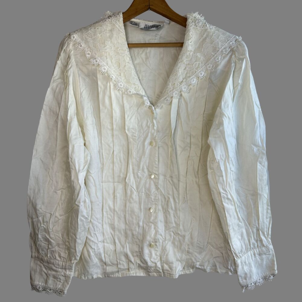Vintage Josephine Lace Collar Prairie CottageCore Blouse